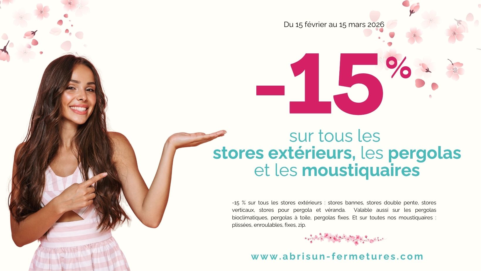 -15% sur stores, moustiquaires et pergolas Abrisun